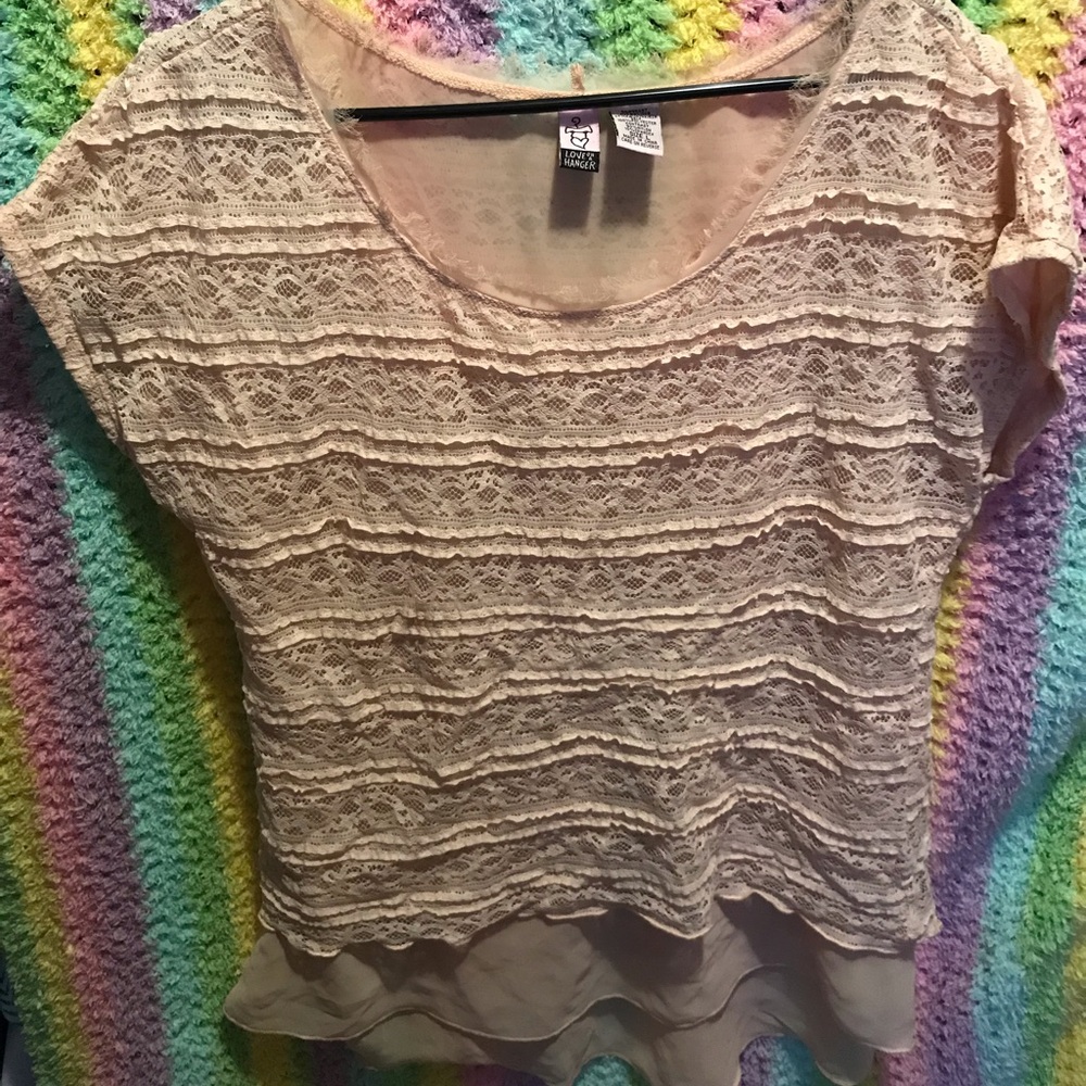 Lace blush pink top